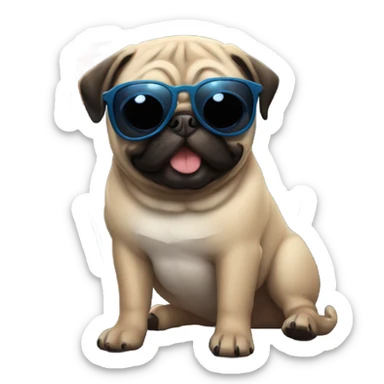 Pug with shades and fireworks sticker