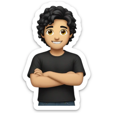 Teenage-black hair-handsome-smile-black shirt sticker