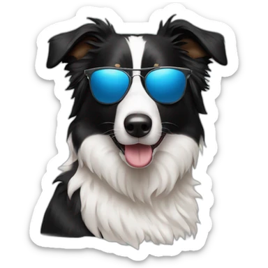 border collie with sunglasses  sticker