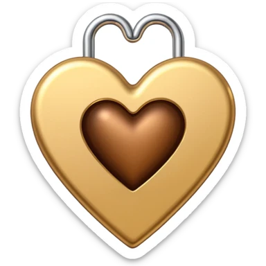 one gold paper clip and on top of the paper clip is a brown heart sticker