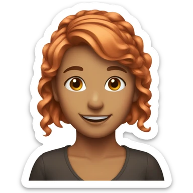 smiling girl with hair ribbon copper hair sticker
