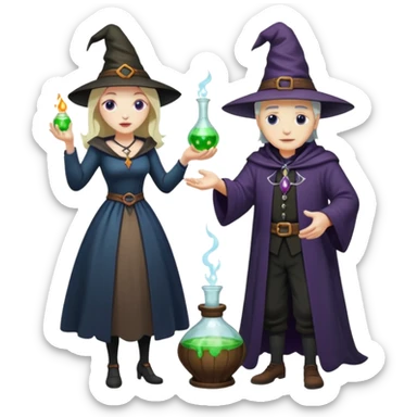 full-body witch gave a magic potion to a man sticker