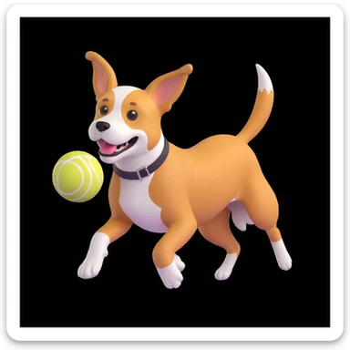 dog chasing ball in forrest, close up pose sticker