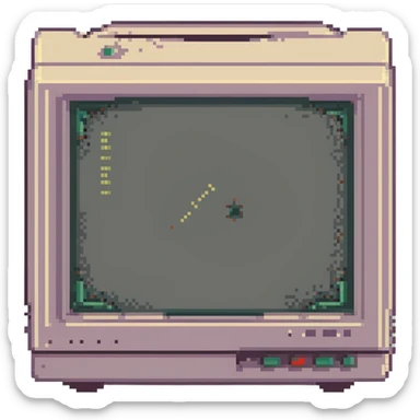 CRT screen cracked with a blinking “404” sticker