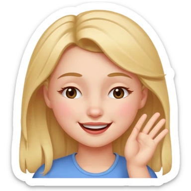 Girl winking with her left eye closed, happy face,  sticker