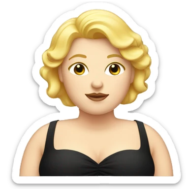 Fat lady with black dress. Blonde hair sticker