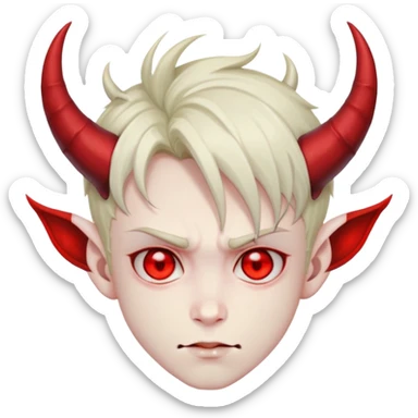 Anime devil boy with horns and red eyes sticker