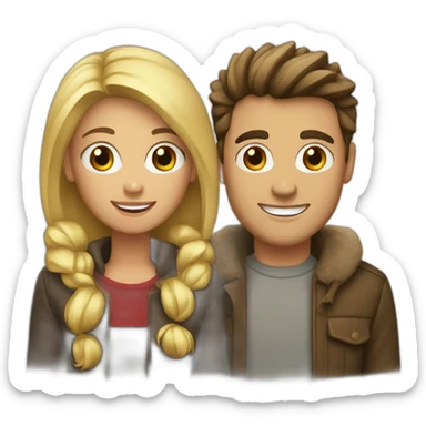 Couple brun et blonde a Noël sticker