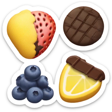 Strabbery cookie lemon cookie chocolate cookie and blueberry cookie sticker