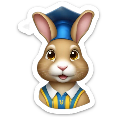 Ukrainian rabbit student in a square academic cap sticker