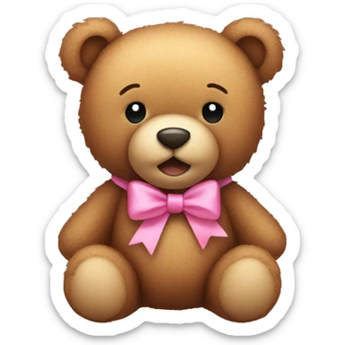 Teddy bear with a pink bow around the neck sticker