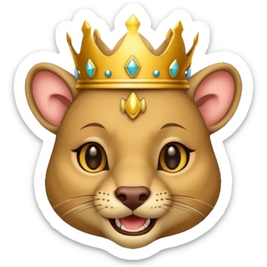 Fossa animal wearing a crown looks arrogantly smiley sticker