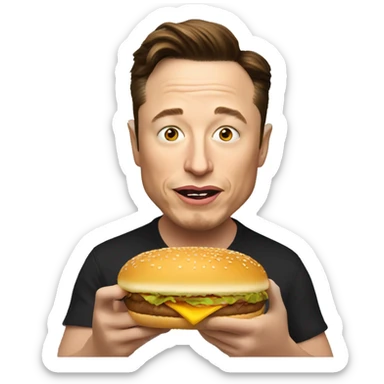 elon musk eating a small hamburger sticker