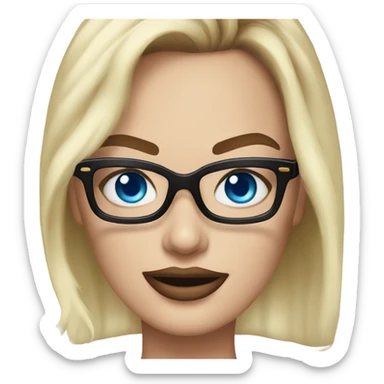 margot robbie with blue eyes, wearing black glasses  sticker