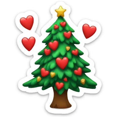 Cristmas tree with hearts sticker