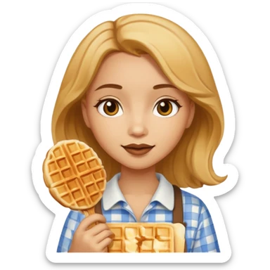 A girl with waffle in hand sticker