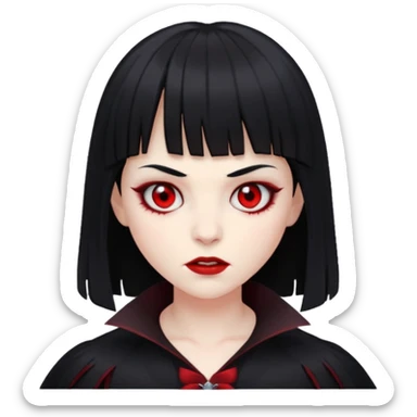 quero a foto de uma vampira com franja de cabelo preto sticker