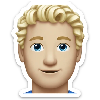 3/4 profile light curl blonde 30yo man blue eyed pale skin sticker