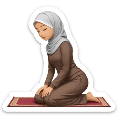 Woman Kneeling for Islamic prayer side view prostrate sticker