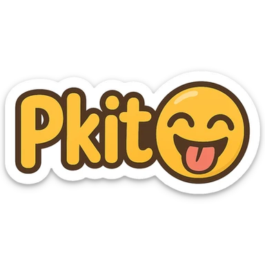 the word 'pkita' as a playful emoji, text included sticker