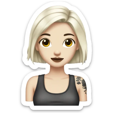 Pale girl with black hair arm tattoos sticker