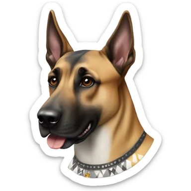A malinois harlequin color with a crown on his head sticker