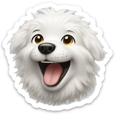 White fluffy dog laughing sticker