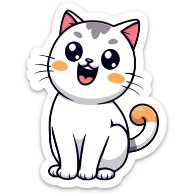 cute cat, big eyes, shouting 'Help!' (no text included as sticker style does not support text) sticker