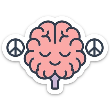 icon representing mental health, calm mind, peaceful brain, soft colors, modern style sticker