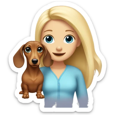 dachshund with a blonde girl with blue eyes sticker