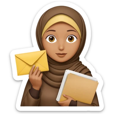 turkey wearing a hijab holding a yellow paper sticker