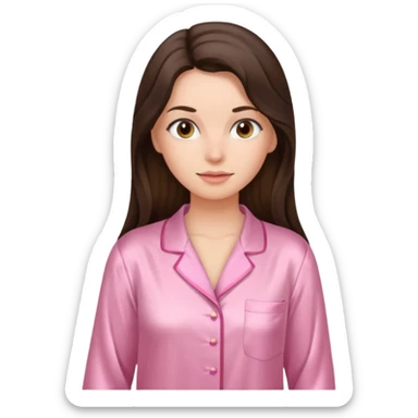 Brunette long hair lady in her soft silk pink pijamas sticker