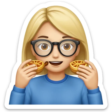 Cara con gafas comiendo sticker