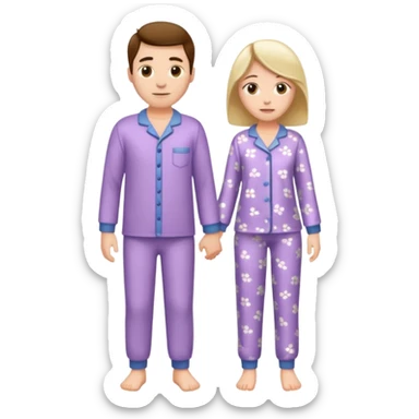 full-length couple in matching pajamas sticker