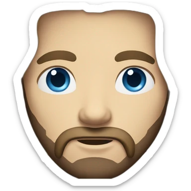 man with long brunette hair and beard, blue eyes sticker
