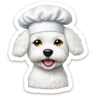 Bichon with chef hat sticker