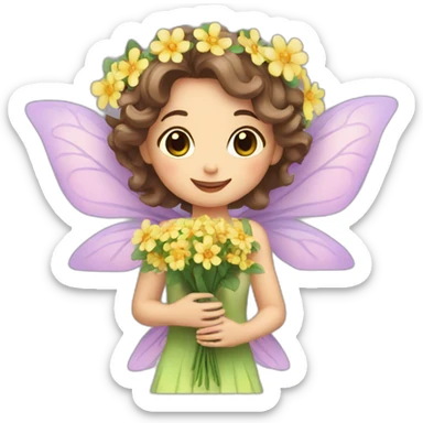 Flower fairy holding flower bouquet  sticker