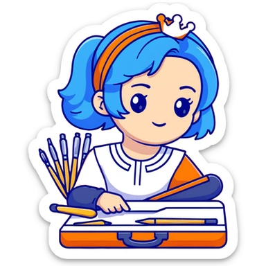 Evie from Descendants, blue hair, royal princess style, fashion designer sticker