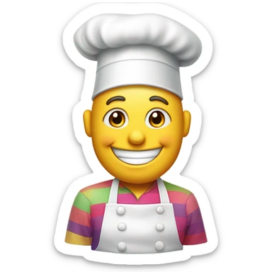 a jolly confectioner sits in a cake
 sticker