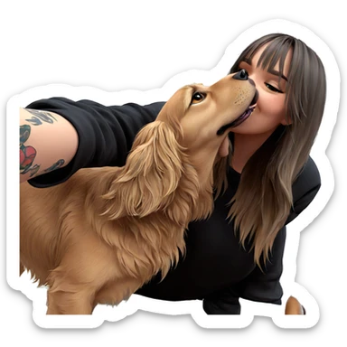 girl with dog and tattoos sticker