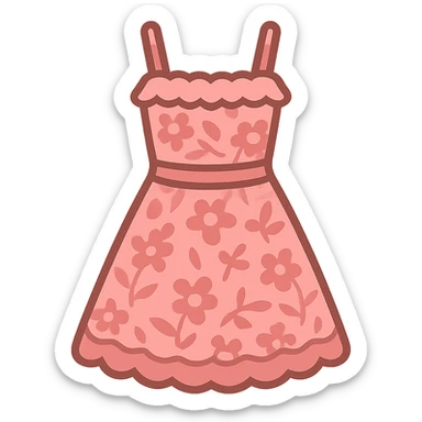 frilly lacey floral pink summer sundress, flat twitter-style emoji sticker