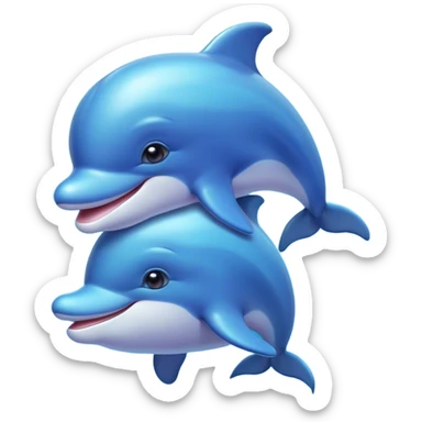 Cinematic Huggable Dolphin Portrait Emoji, Embracing a cuddly, rounded form with a soft, inviting silhouette and a gentle, warm smile, featuring smooth, glossy skin and large, endearing eyes that sparkle with affection, Simplified yet irresistibly adorable features, highly detailed, glowing with a tender, pastel aquatic glow, high shine, comforting and delightful, stylized with an air of plush marine lovability, soft glowing outline, capturing the essence of a super cute dolphin that seems as if it could be hugged into your heart! sticker