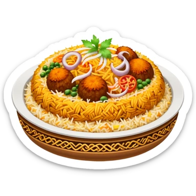 Emoji with biryani in a plate sticker