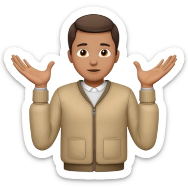 un hombre con las dos manos en el pecho, con las palmas de las manos abiertas. con ropa sticker