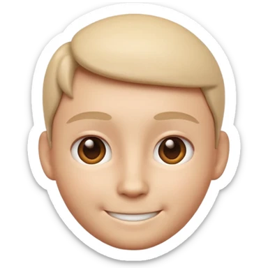 3D Apple style emoji of a person with smooth skin, rounded facial features, and subtle smile sticker