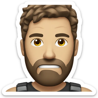 very angry male face with a beard and short scruffy medium brown hair  sticker