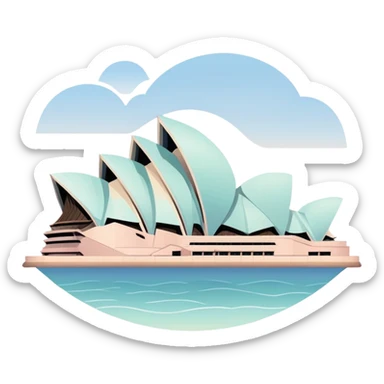 Sydney Opera House with gentle pastel colors, not vibrant sticker