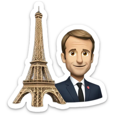 Emmanuel Macron with the effeil tower in back sticker