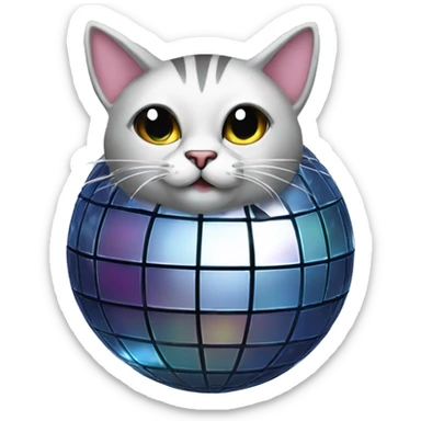 Disco ball in the form of a cat sticker