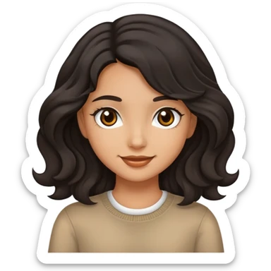 tan girl with black wavy hair and dark brown eyes sticker
